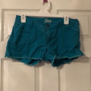 Teal jean shorts